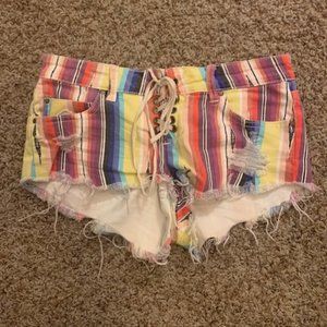 Multi color jean shorts